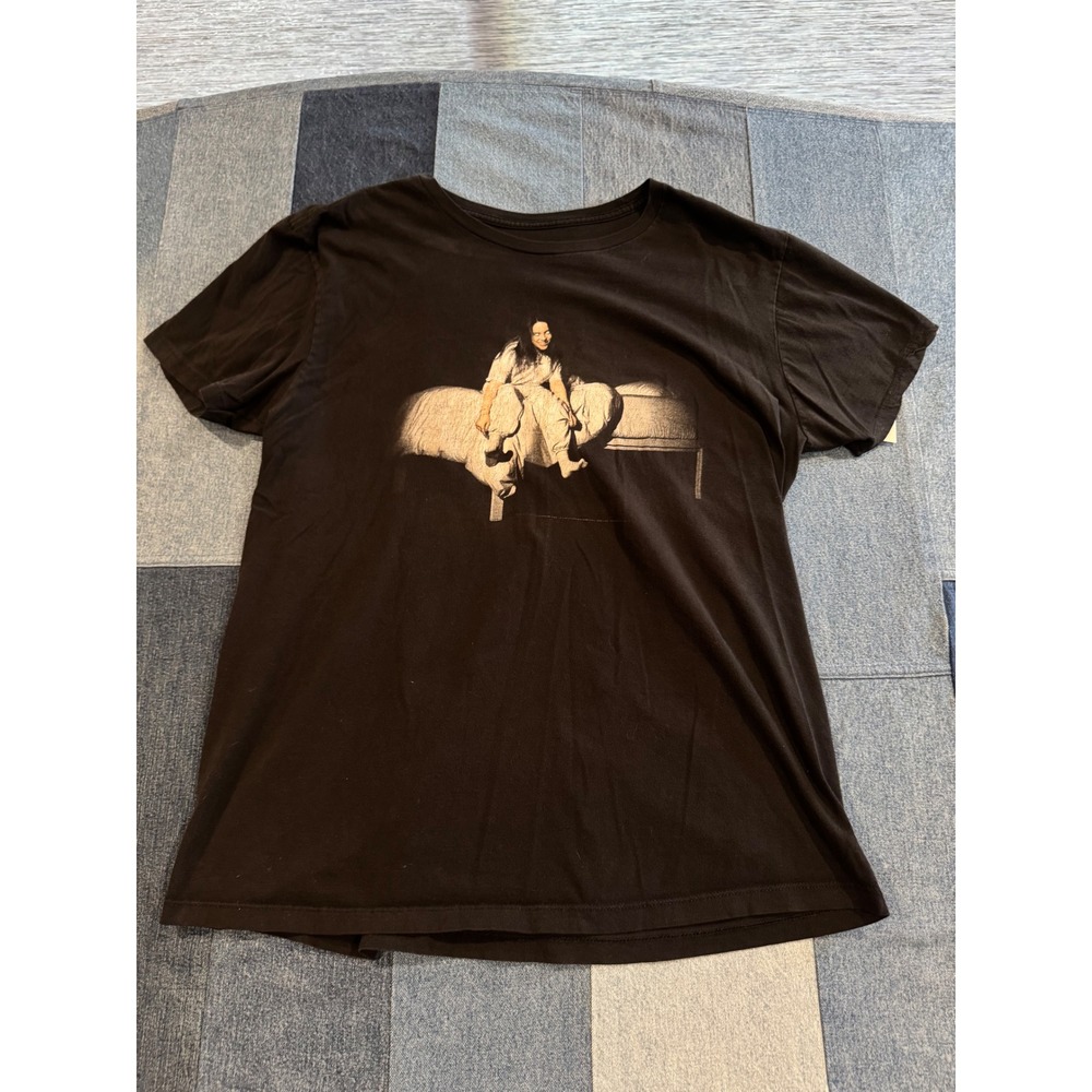 Billie Eilish When We All Fall Asleep Where Do We Go Black Graphic T-Shirt L